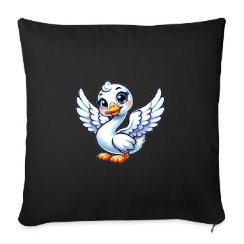Ange cygne blanc avec ailes - Housse de coussin décorative 45 x 45 cm - noir - Devant
