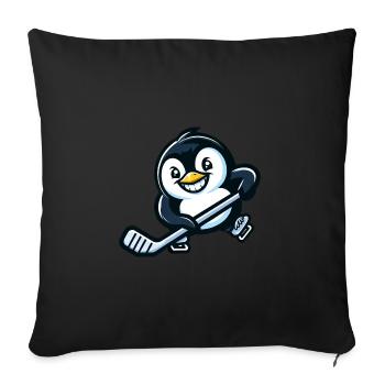 Cool Penguin Ice Hockey - Sofa pillowcase 17,3'' x 17,3'' (45 x 45 cm) - black - Front