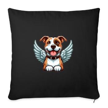 Pitbull Chien Angel Wings Halo - Housse de coussin décorative 45 x 45 cm - noir - Devant