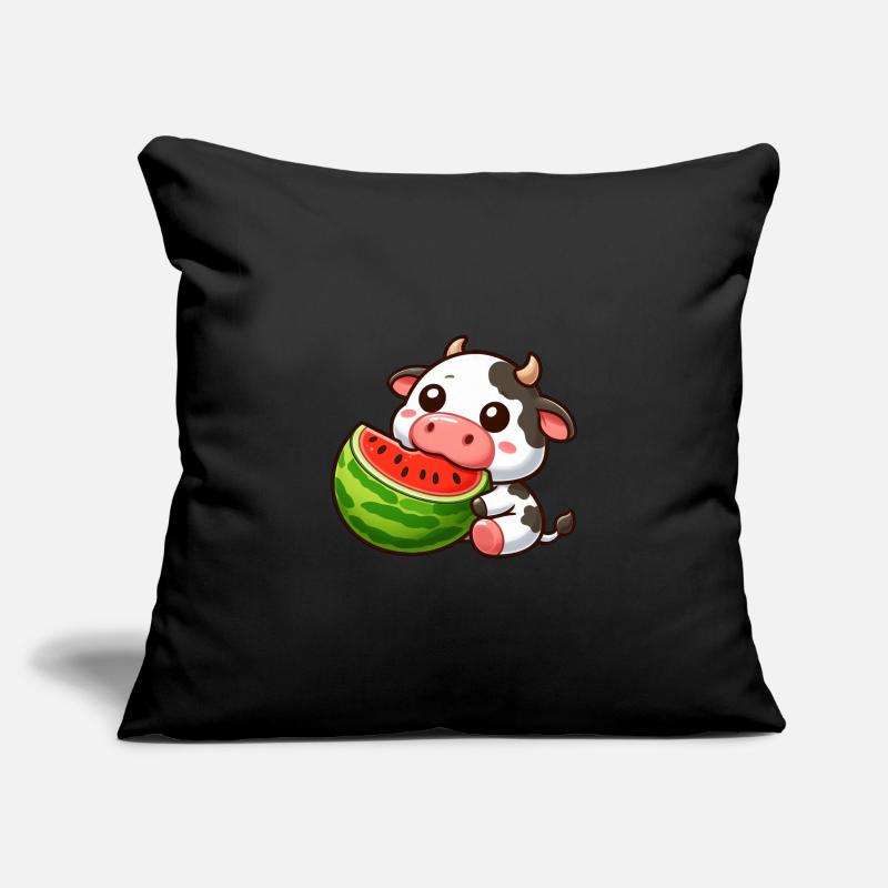 Drôle de vache Bull Melon pastèque d’été Housse de coussin décorative 45 x 45 cm