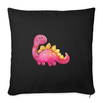 Niedlicher Rosa Dinosaurier Relief 3D-Look Mädchen - Sofakissenbezug 45 x 45 cm - Schwarz - Vorne