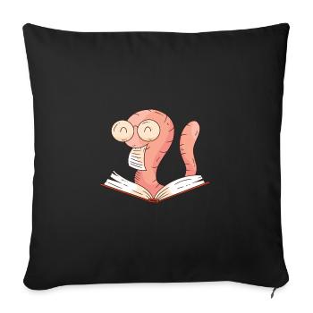 Funny bookworm book reading cartoon book lovers - Sofa pillowcase 17,3'' x 17,3'' (45 x 45 cm) - black - Front