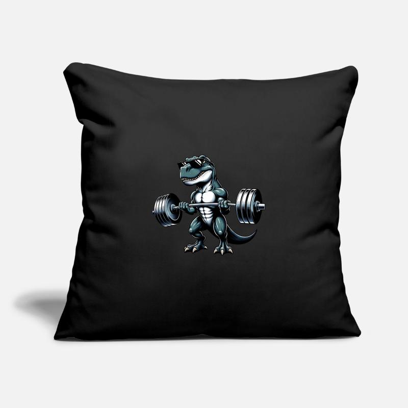 Cool Dino T-Rex Workout Dumbbell Workout Design Sofa pillowcase 17,3'' x 17,3'' (45 x 45 cm)