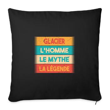 Glacier, L'homme, Le mythe, cadeau glacier. - Housse de coussin décorative 45 x 45 cm - noir - Devant