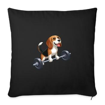 Beagle Weightlifting Workout Strength - Sofa pillowcase 17,3'' x 17,3'' (45 x 45 cm) - black - Front