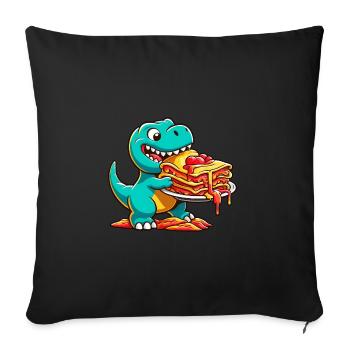 Dino T-Rex Lasagna Lover Italian - Sofa pillowcase 17,3'' x 17,3'' (45 x 45 cm) - black - Front