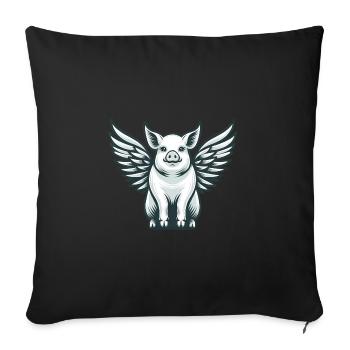 Silhouette d’ange cochon domestique avec ailes - Housse de coussin décorative 45 x 45 cm - noir - Devant