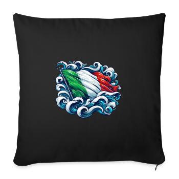 Italie Drapeau Eau Mer Vagues Océan - Housse de coussin décorative 45 x 45 cm - noir - Devant
