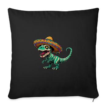 Cinco de Mayo Dino : T-Rex et Zombies - Housse de coussin décorative 45 x 45 cm - noir - Devant
