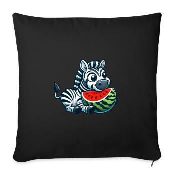 Zebra Mit Wassermelone Fruchtig Lustig - Sofakissenbezug 45 x 45 cm - Schwarz - Vorne
