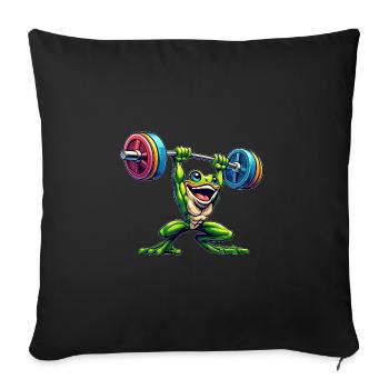 Entraînement d’haltères Frog Toad - Housse de coussin décorative 45 x 45 cm - noir - Devant