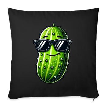 Coole Gurke Sonnenbrille Sommer Gewürzgurke Obst - Sofakissenbezug 45 x 45 cm - Schwarz - Vorne