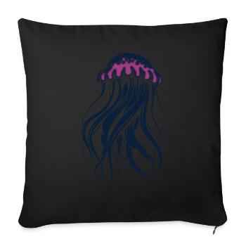 Float and glow, Qualle mit Tentakeln - Sofakissenbezug 45 x 45 cm - Schwarz - Vorne