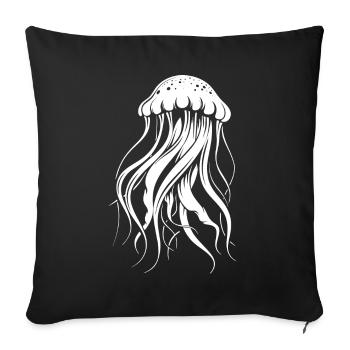 Méduses à tentacules, créatures marines - Housse de coussin décorative 45 x 45 cm - noir - Devant