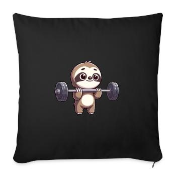 Entraînement de puissance paresseux avec des haltères - Housse de coussin décorative 45 x 45 cm - noir - Devant