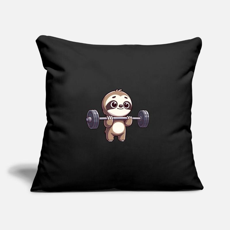 Sloth power training with dumbbells Sofa pillowcase 17,3'' x 17,3'' (45 x 45 cm)