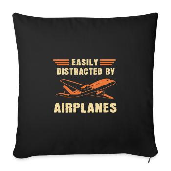 Air traffic controller - Sofa pillowcase 17,3'' x 17,3'' (45 x 45 cm) - black - Front