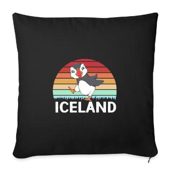 Macareux Papageientaucher - Housse de coussin décorative 45 x 45 cm - noir - Devant