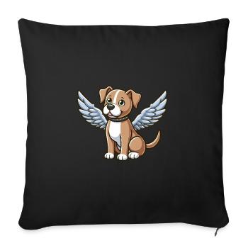 Dog Pitbull Angel Wings Cute Cartoon - Sofa pillowcase 17,3'' x 17,3'' (45 x 45 cm) - black - Front