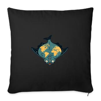 Flounder as Flat Earth Funny - Sofa pillowcase 17,3'' x 17,3'' (45 x 45 cm) - black - Front