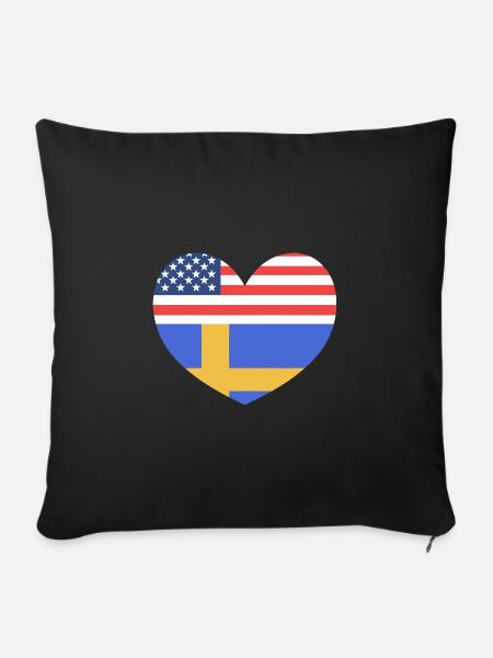 Schweden Schwedisch - Sofakissenbezug 45 x 45 cm - Schwarz
