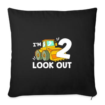 Chantier de la fête d’anniversaire des enfants - Housse de coussin décorative 45 x 45 cm - noir - Devant