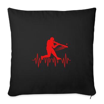 Baseball Heartbeat - Sofa pillowcase 17,3'' x 17,3'' (45 x 45 cm) - black - Front