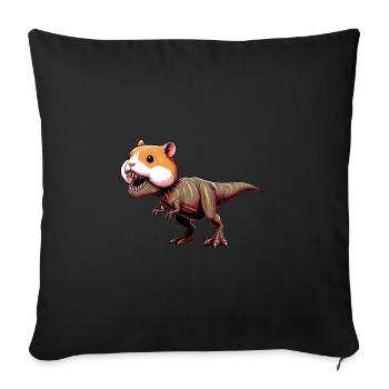 Hamster Dino T-Rex Créature Mythique Créature Fantastique - Housse de coussin décorative 45 x 45 cm - noir - Devant