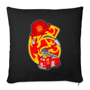 Feuerwehrmann 6. Geburtstagsparty Nummer 6 - 6 Jah - Sofakissenbezug 45 x 45 cm - Schwarz - Vorne
