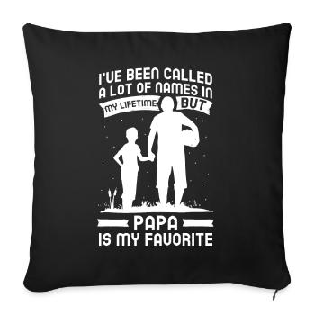 Idée de cadeau papa père fils appelé beaucoup de noms - Housse de coussin décorative 45 x 45 cm - noir - Devant