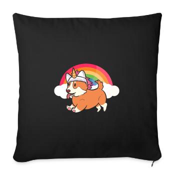 Licorne Corgi - Housse de coussin décorative 45 x 45 cm - noir - Devant