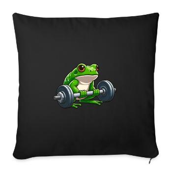 Strong frog while lifting weights - Sofa pillowcase 17,3'' x 17,3'' (45 x 45 cm) - black - Front