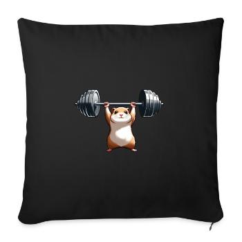 Cool Hamster Haltère Haltérophile Fitness - Housse de coussin décorative 45 x 45 cm - noir - Devant