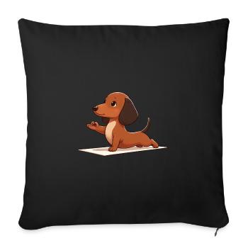 Dachshund Dog Yoga Fitness Workout - Sofa pillowcase 17,3'' x 17,3'' (45 x 45 cm) - black - Front