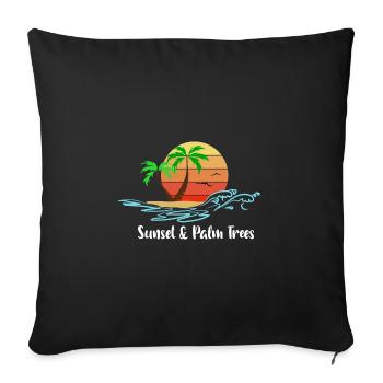 sunset & palm trees - Sofa pillowcase 17,3'' x 17,3'' (45 x 45 cm) - black - Front