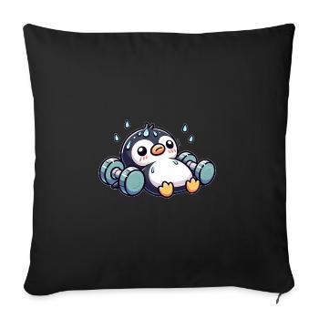 Penguin Dumbbell Training Workout Exhausted Funny - Sofa pillowcase 17,3'' x 17,3'' (45 x 45 cm) - black - Front