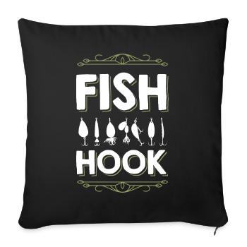 Pêche au poisson - Housse de coussin décorative 45 x 45 cm - noir - Devant