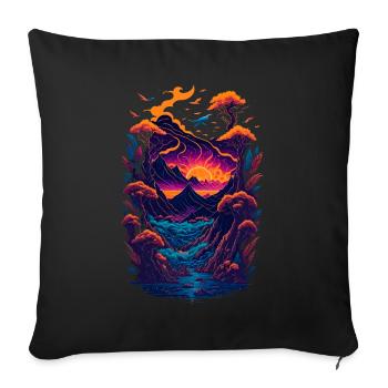 Fantastic landscape illustration - Sofa pillowcase 17,3'' x 17,3'' (45 x 45 cm) - black - Front