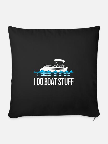 Pontonboot Boot Boote - Sofakissenbezug 45 x 45 cm - Schwarz