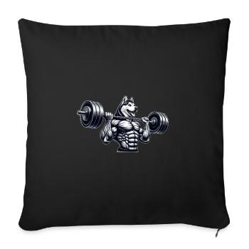 Husky Dog Muscles Entraînement fort Fitness - Housse de coussin décorative 45 x 45 cm - noir - Devant