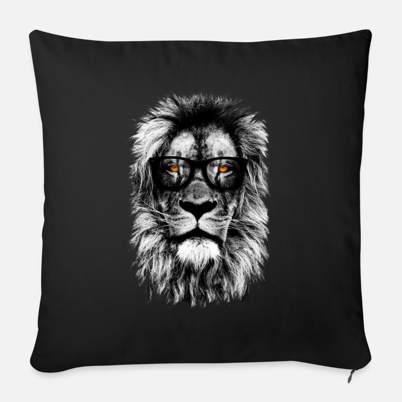 Hipster-Löwe - Sofakissenbezug 45 x 45 cm - Schwarz