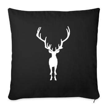Hirsch weiss grosses Geweih - Sofakissenbezug 45 x 45 cm - Schwarz - Vorne