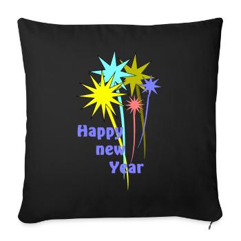 Feierlicher Neujahrs-Feuerwerk mit Text - Sofakissenbezug 45 x 45 cm - Schwarz - Vorne