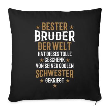 15 Meilleur frère du monde cadeau de soeur cool - Housse de coussin décorative 45 x 45 cm - noir - Devant