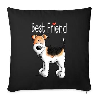 Best Friend Fox Terrier - Dog - Gift - Sofa pillowcase 17,3'' x 17,3'' (45 x 45 cm) - black - Front