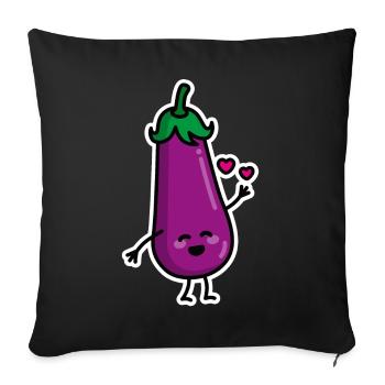 Aubergine couples penis emoji texting sex meme duo - Sofa pillowcase 17,3'' x 17,3'' (45 x 45 cm) - black - Front