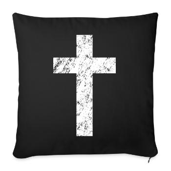 Croix chrétienne avec un effet usé - Housse de coussin décorative 45 x 45 cm - noir - Devant