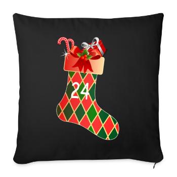 24 décembre Chaussette - Housse de coussin décorative 45 x 45 cm - noir - Devant