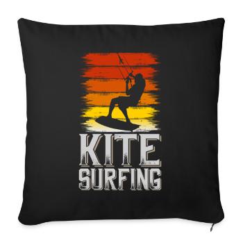 Kitesurfen Kitesurf Kitesurfer Kiten Kiteboarden - Sofakissenbezug 45 x 45 cm - Schwarz - Vorne