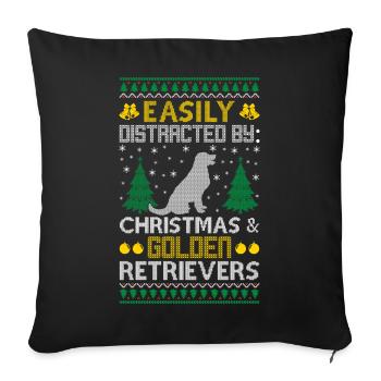 Easily Distracted Golden By Retriever Ugly Sweater - Sofakissenbezug 45 x 45 cm - Schwarz - Vorne